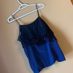 VENA CAVA for Aqua NET cami fringed black blue M